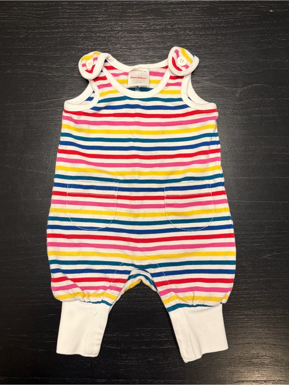 Hanna Andersson Striped Rainbow Sleeveless Romper - Pink Red Yellow Blue